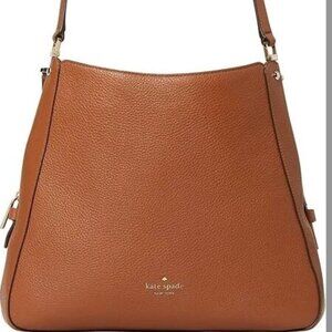 Kate Spade Leila Medium Triple-Compartment Shoulder Bag – Smooth Cognac Leather